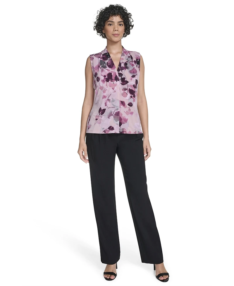 Calvin Klein Women's Sleeveless Printed V-Neck Top