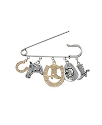 Jessica Simpson Mixed Metal Rodeo Charm Safety Pin Brooch