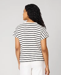 Cable & Gauge Women's Striped Crewneck Relaxed Tee
