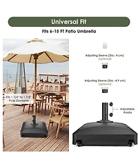 Yescom 9ft Solid Wood Outdoor Patio Umbrella with Base Included Parasol Wheels Stand for Bistro Market Garden Deck Yard Poolside Ivory