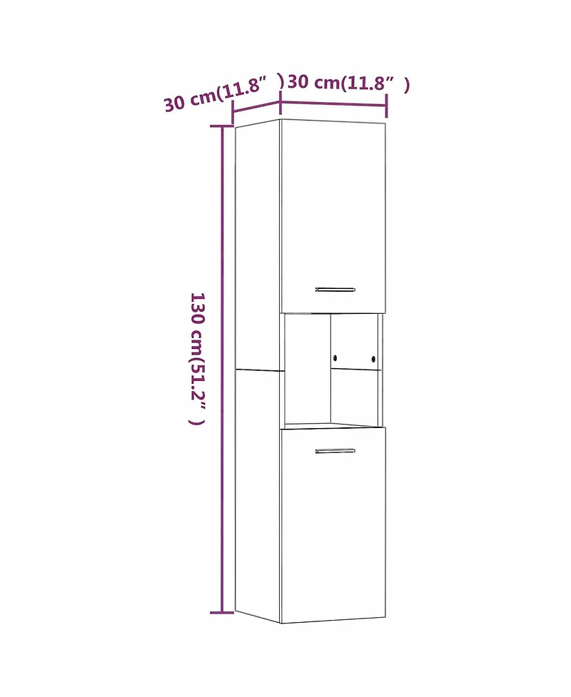 Boyel Living 51.2" Tall Wall-Mountable Bathroom Cabinet with Open Shelves for Laundry Rooms or Washrooms
