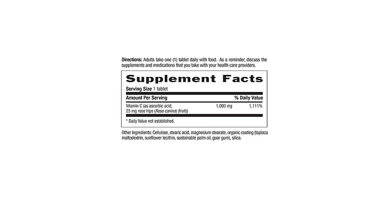 Country Life Vitamin C with Rh & Tr, 1000 Mg, 90 Tabs