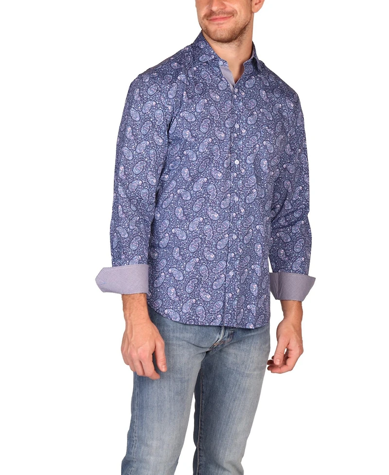 Tailorbyrd Men's Floral Paisley Long Sleeve Shirt