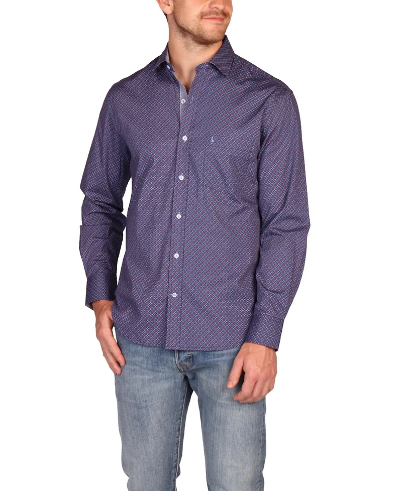 Tailorbyrd Men's Retro Geo Long Sleeve Shirt
