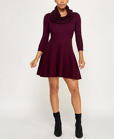 Bcx Juniors' 3/4-Sleeve Crewneck Detachable Scarf Sweater Dress