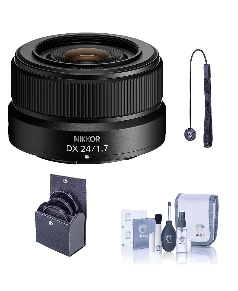 Nikon Nikkor Z Dx 24mm f/1.7 Lens, Bundle with 46mm Filter Kit, Cleaning Kit and Lens Cap Tether