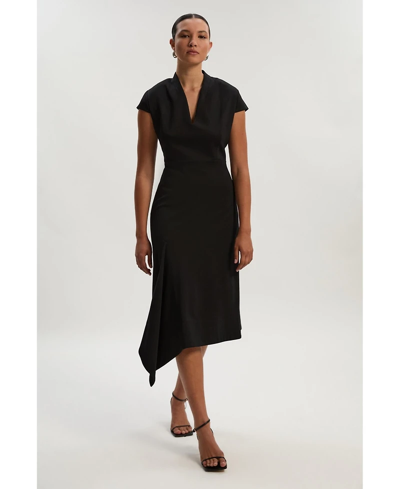 Karen Millen Women's Asymmetric Front Tailored Midi Dress