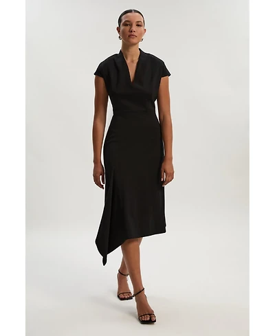 Karen Millen Women's Asymmetric Front Tailored Midi Dress