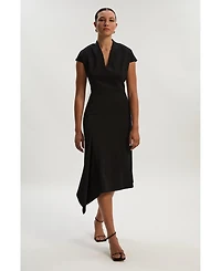 Karen Millen Women's Asymmetric Front Tailored Midi Dress