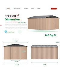 Aecojoy 10'x14' Outdoor Storage Shed