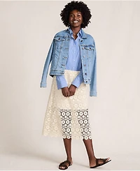 Lands' End Women's Lace Overlay Midi Skirt