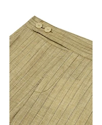 Nocturne Women's Linen Striped High-Waist Pants