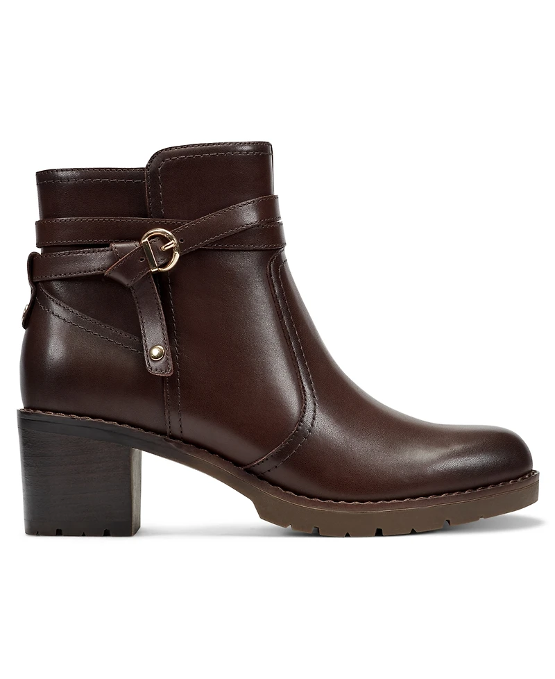 Easy Spirit Women's Carter eFlex Buckle Strap Block Heel Booties
