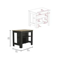Tuhome Cala Kitchen Island Black / Light Oak Mdf