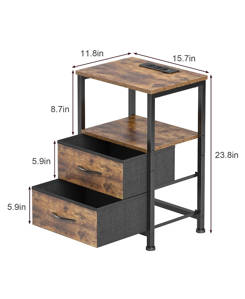 Mr Ironstone Nightstand with Charging Station & Adjustable Led Lights