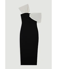 Karen Millen Women's Asymmetric Strap Knit Midi Dress