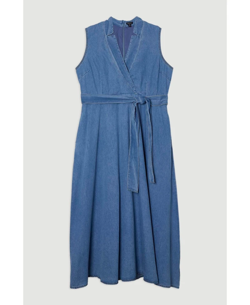 Karen Millen Belted Denim Midi Dress