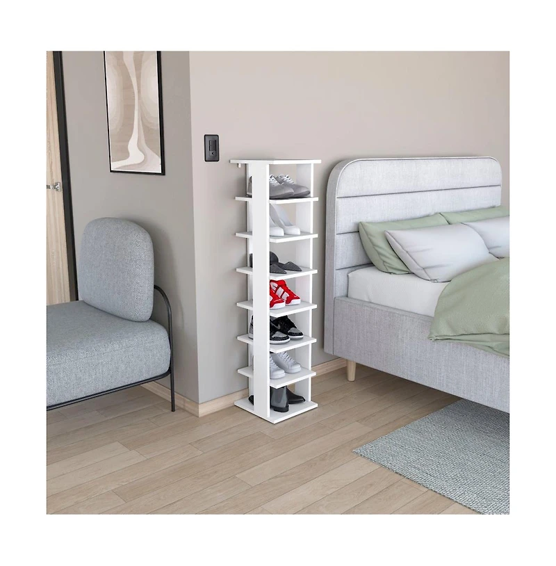 Tuhome Malibu Corner Linen Cabinet White Mdf