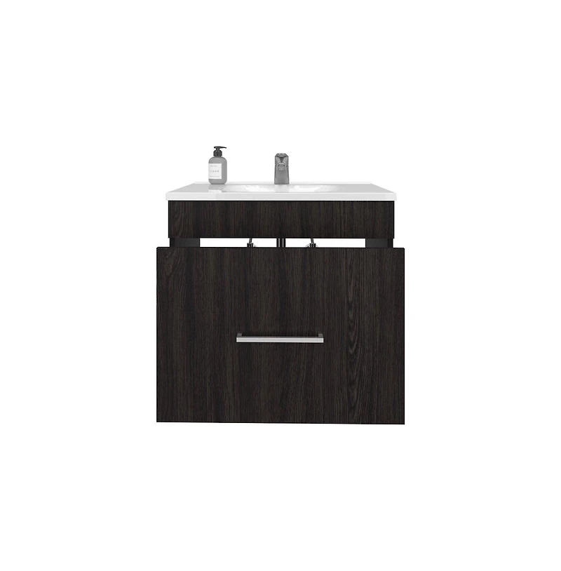 Tuhome One door Batroom Vanity Hatta Black Mdf