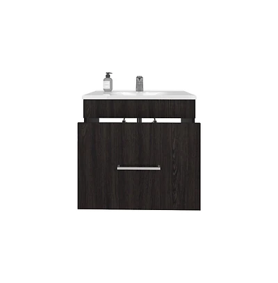 Tuhome One door Batroom Vanity Hatta Black Mdf