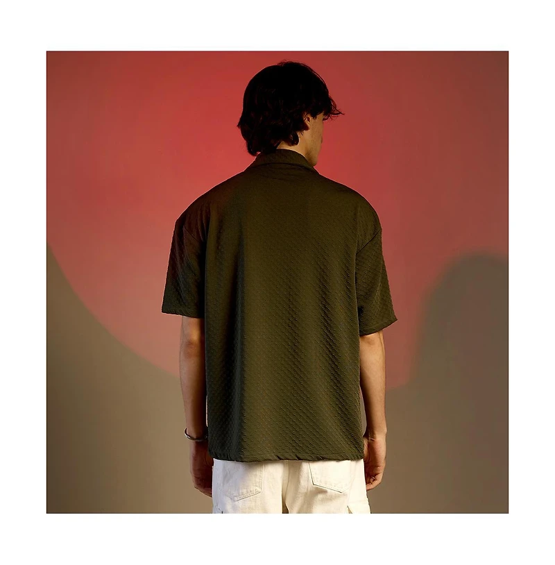 Campus Sutra Men's Cubic Utility Oversized Shirt