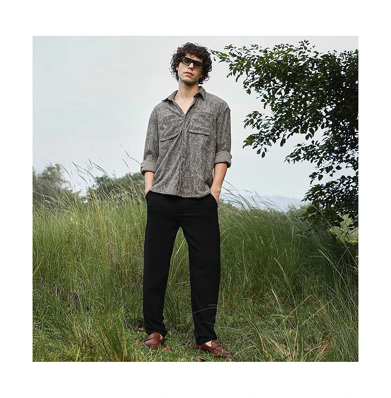 Campus Sutra Men's Faded Corduroy Oversized Shirt