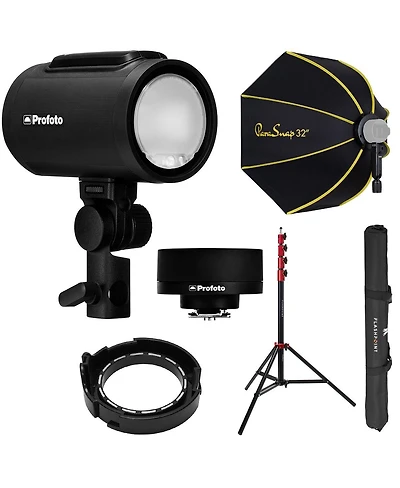Profoto A2 Off Camera Flash Head and Connect Wireless Transmitter Kit for Sony Cameras with Fp light stand 9.5' air cushnd, Glow parasnap octagonal so