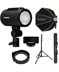 Profoto A2 Off Camera Flash Head and Connect Wireless Transmitter Kit for Sony Cameras with Fp light stand 9.5' air cushnd, Glow parasnap octagonal so