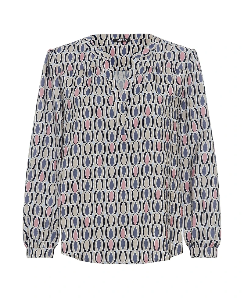 Olsen Retro Print Tunic Blouse
