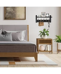 Sorbus Inch Floating Wall Shelf with 5 Heavy Duty Hooks – for Entryway, Bathroom, Bedroom, Kitchen
