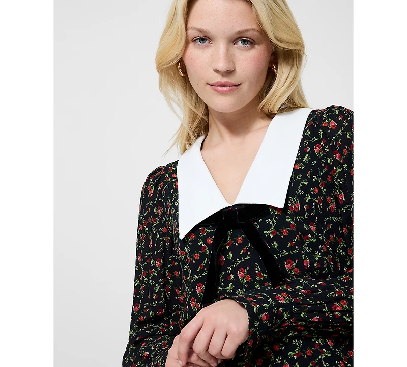 French Connection Women's Floral Print Collared Top