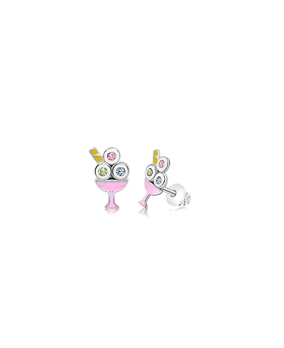 Chanteur Girls /Girl/Ice cream Crystal White Gold Palladium Plating Screwstud Earring