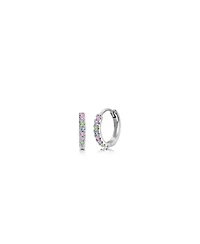 Chanteur Girls /Girl/Round Multi-color Cz White Gold Palladium Plating Huggie Hoop Earring