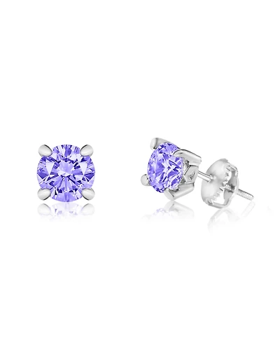 Chanteur Girls /Girl/February Crystal White Gold Palladium Plating Screwstud Earring