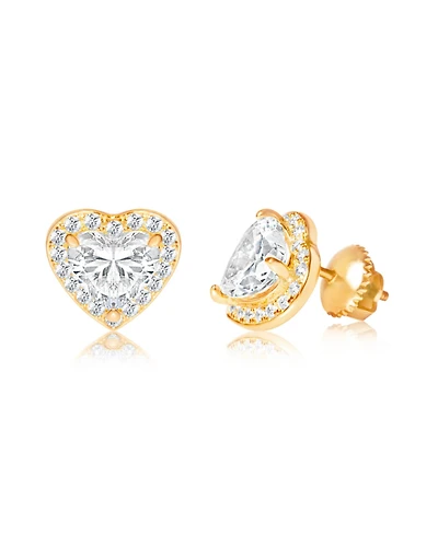 Chanteur Girls /Girl/Heart White Crystal Yellow Gold Brass Screwstud Earring
