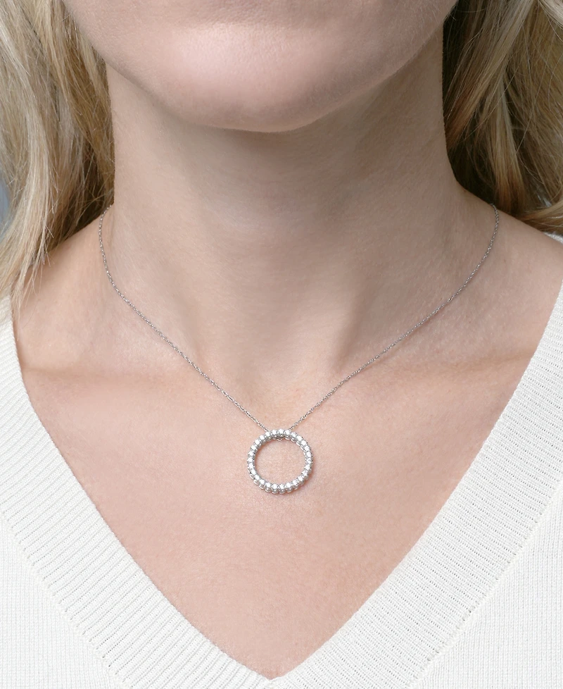 Diamond Circle Pendant Necklace (1/2 ct. t.w.) in 10K White Gold