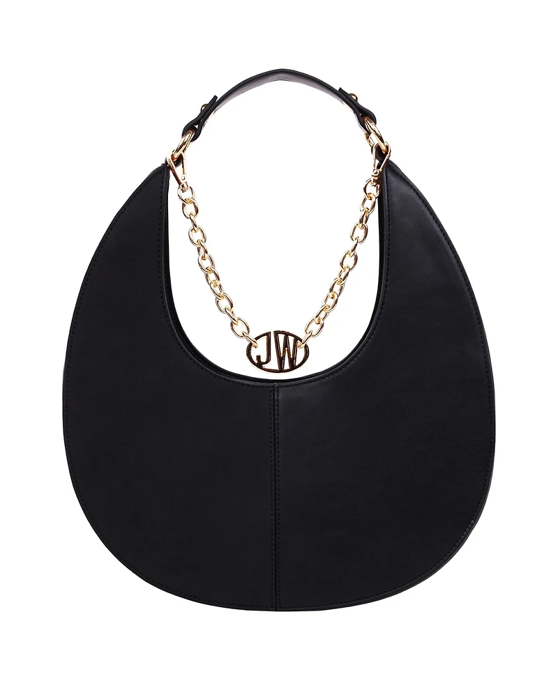 Jason Wu Smooth & Suede Pu Shoulder Bag with Chain Logo Detail
