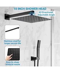 Bathroom Shower Faucet Set, 10 Inch Rainfall Shower Head With Handheld Combo, Wall Mounted Shower System Shower Fixtures With Pressure-Balanced Valve,