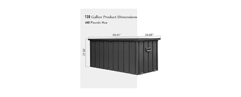 Clihome 120-Gallon Outdoor Storage Deck Box 120-Gallon Dark Gray Metal Deck Box