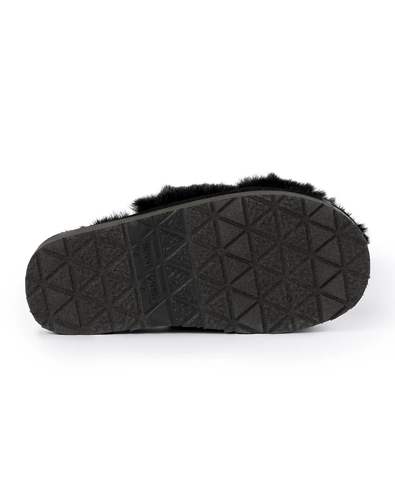 Minnetonka Women's Teddy Crossband Faux Fur Slippers