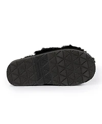 Minnetonka Women's Teddy Crossband Faux Fur Slippers