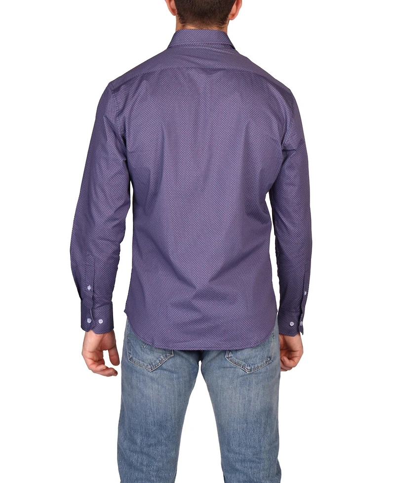 Tailorbyrd Men's Diamond Medallion Long Sleeve Shirt
