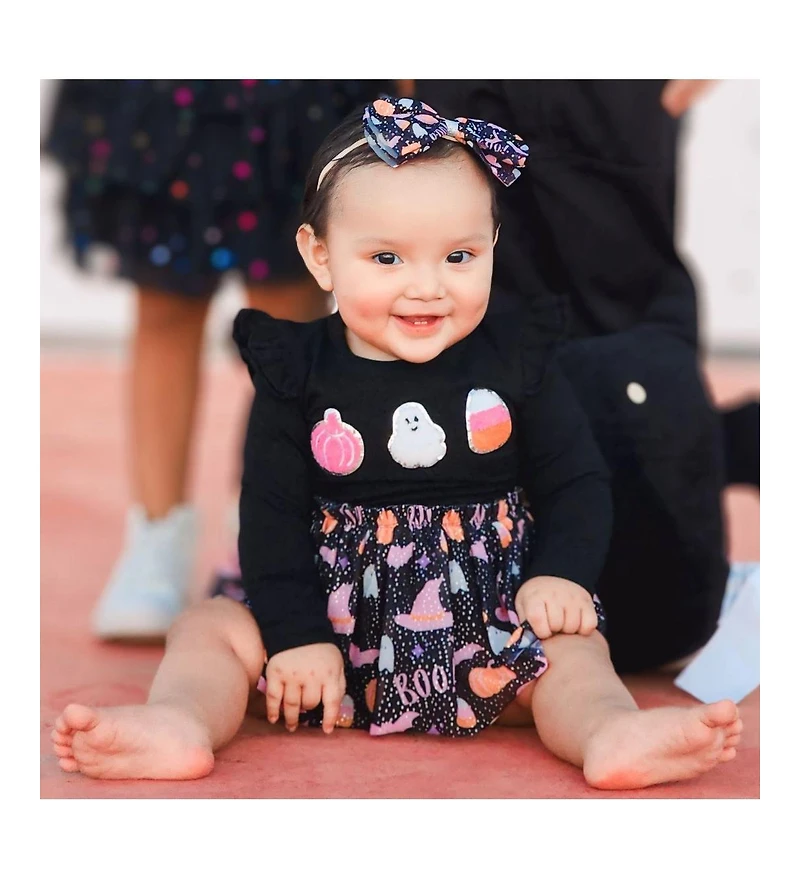 Sweet Wink Baby Girl's Boo Halloween Tulle Bow Baby Headband