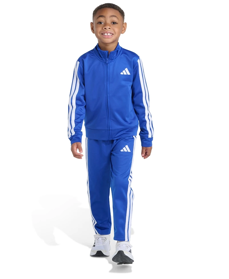 Adidas Toddler and Little Boys 2T-7 Two Piece Long Sleeve, Three Stripes Jacket Jogger Pant Set