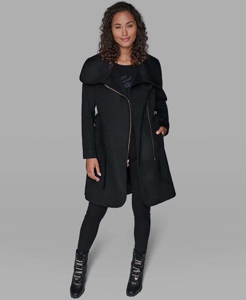 Karl Lagerfeld Paris Women's Asymmetrical Wrap Coat