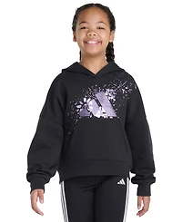 Adidas Big Girls S-xl Long Sleeve Graphic Fleece Pullover Hoodie