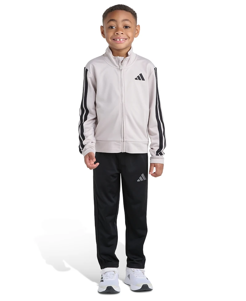 Adidas Toddler and Little Boys 2T-7 Two Piece Long Sleeve, Three Stripes Jacket Jogger Pant Set