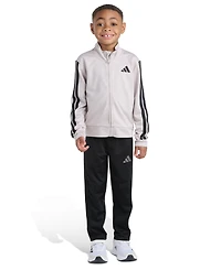 Adidas Toddler and Little Boys 2T-7 Two Piece Long Sleeve, Three Stripes Jacket Jogger Pant Set