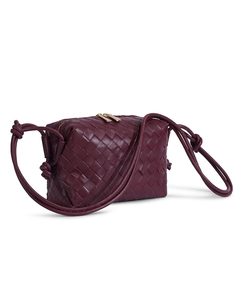 Women's Burgundy Woven Leather Crossbody Bag