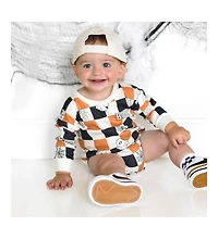 Sweet Wink Baby Boys Boo Checkered Halloween Long Sleeve Romper